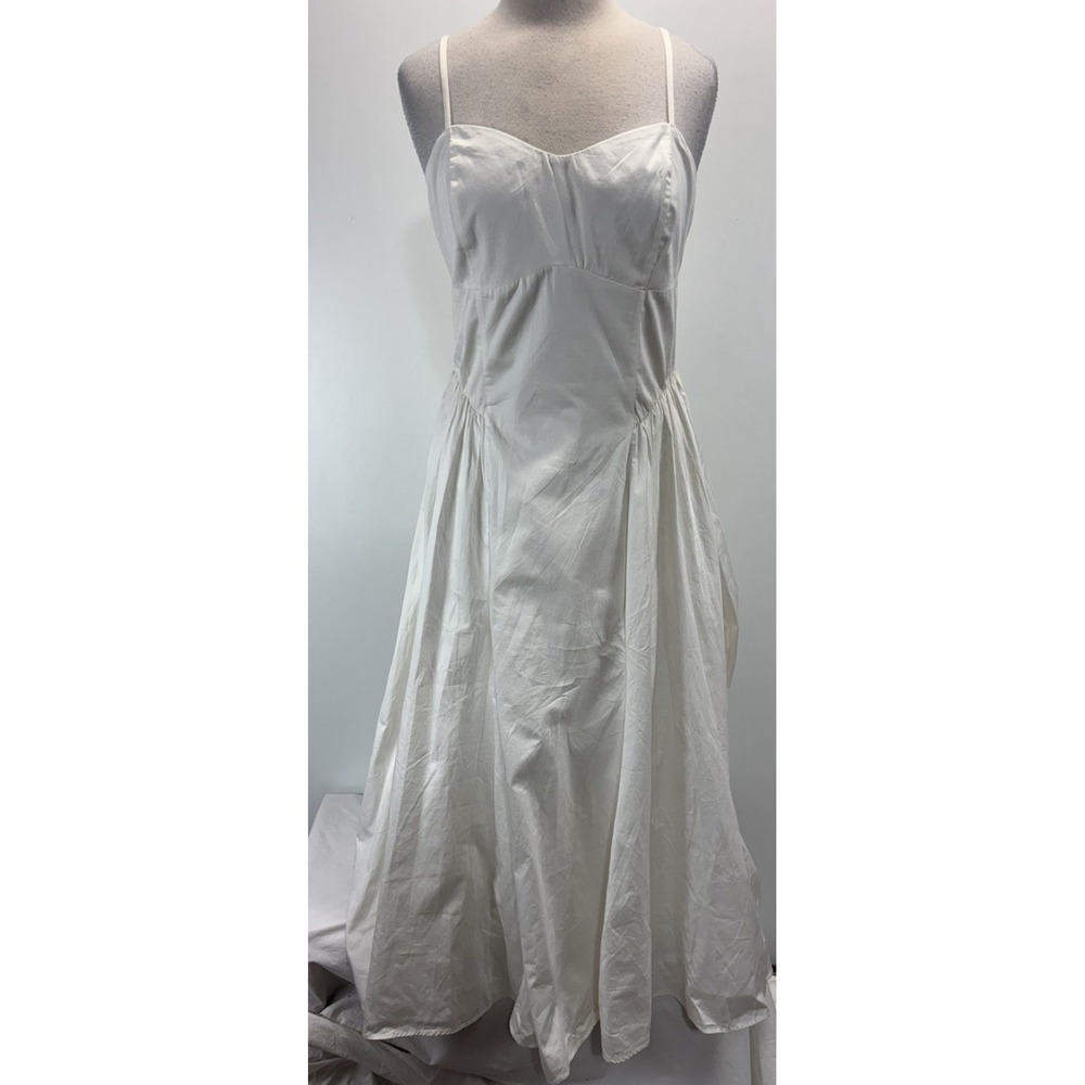 NEW! Abercrombie Maxi Dress Women's L White Dipped Waist Open Back Beach Flowy